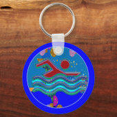 スイミングチャンピオンカッコいい：暑い時の心 キーホルダー (正面)