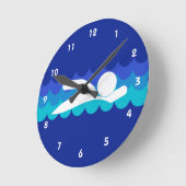 スイミングデザインウォールクロック ラウンド壁時計 (傾斜)