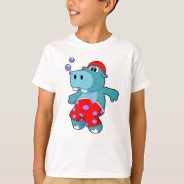 スイミングトランクスで泳ぐヒッポ Tシャツ