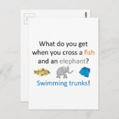 スイミングトランクスのジョーク ポストカード (正面/裏面)