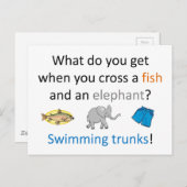 スイミングトランクスのジョーク ポストカード (正面/裏面)