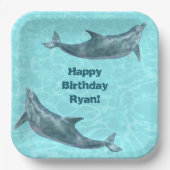 スイミングドルフィンズプールまたはビーチ誕生日パーティー ペーパープレート (正面)