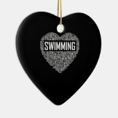 スイミングハートコーチ泳ぐ人ギフトスイムラバーギフト セラミックオーナメント (右)