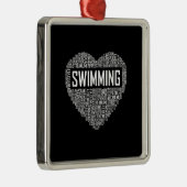 スイミングハートコーチ泳ぐ人ギフトスイムラバーギフト メタルオーナメント (右)