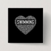 スイミングハートコーチ泳ぐ人ギフトスイムラバーギフト 缶バッジ (正面)