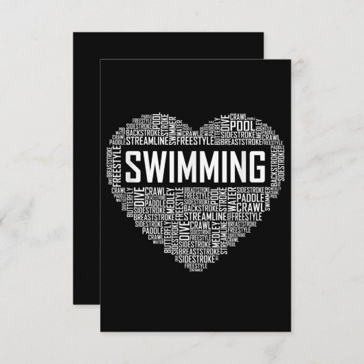 スイミングハートコーチ泳ぐ人ギフトスイム愛好者ギフト エンクロージャーカード (正面/裏面)