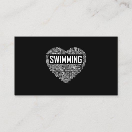スイミングハートコーチ泳ぐ人ギフトスイム愛好者ギフト エンクロージャーカード (正面)