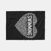 スイミングハートコーチ泳ぐ人ギフトスイム愛好者ギフト フリースブランケット (正面(横))