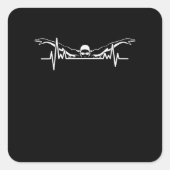 スイミングハートビートスイムチーム泳ぐ人女子 スクエアシール (正面)