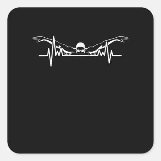 スイミングハートビートスイムチーム泳ぐ人女子 スクエアシール (正面)