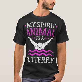 スイミングバタフライガールスイム泳ぐ人 Tシャツ