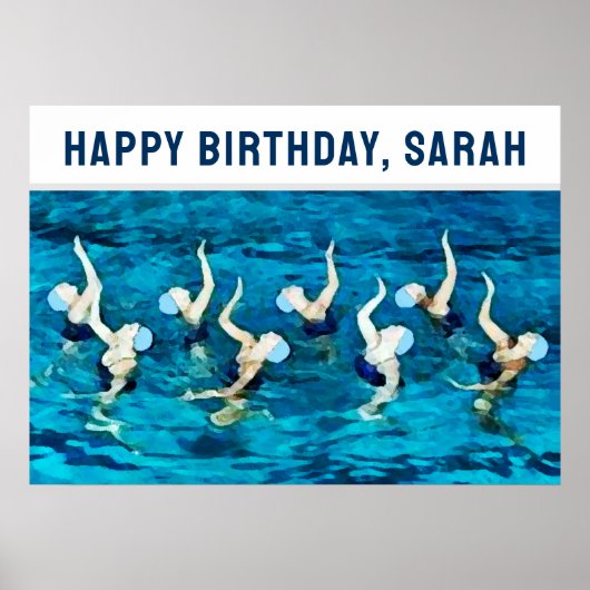 スイミングバースデーパーティーの装飾 ポスター (正面)