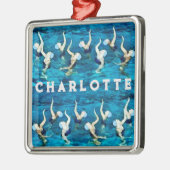 スイミングパーソナライズされたホリデーギフト メタルオーナメント (左)