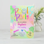 スイミングパーティー、グロー パーティー、ネオン グロー イン ザ ダーク 招待状 (スタンド正面)