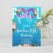 スイミングパーティー、サマープールパーティー誕生日 招待状 (スタンド正面)