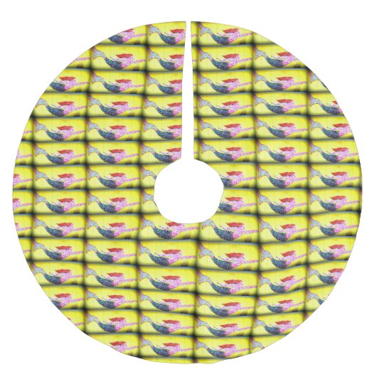 スイミングピンクのモザイクの人魚のパターン ブラッシュドポリエステルツリースカート (正面)