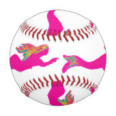 スイミングピンクの人魚が、あらゆる背景のサンダー_コーブ 野球ボール (裏面)