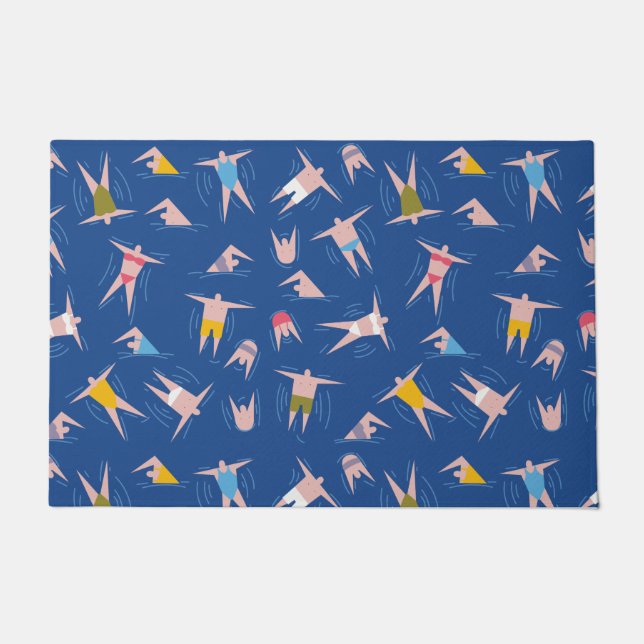 スイミングピープルパターン ドアマット (正面)