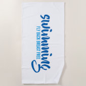 スイミングフライバックブレストフリータイポグラフィ文字 ビーチタオル (正面)