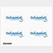 スイミングフライバックブレストフリータイポグラフィ文字 楕円形シール (シート)