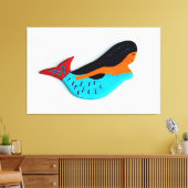 スイミングブルネットのマーメイドで包まれたキャンバス キャンバスプリント (インサイチュ (リビング))