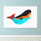 スイミングブルネットのマーメイドで包まれたキャンバス キャンバスプリント (インサイチュ (ウッドフロア))