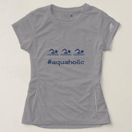 スイミングブルーのハッシュタグaquaholic tシャツ