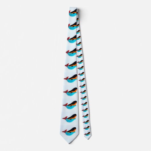 スイミングブルーテールマーメイドホワイトタイ ネクタイ (正面)