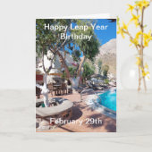 スイミングプールうるう年誕生日カード カード (黄色い花)