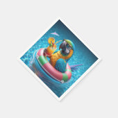 スイミングプールでオウムをする スタンダードカクテルナプキン (角)