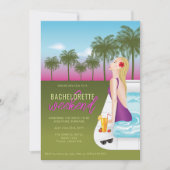 スイミングプールでバチェロレッテ週末旅行をする人 招待状 (正面)