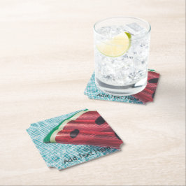 スイミングプールにスイカのプール浮き ペーパーコースター