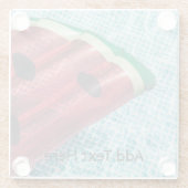 スイミングプールにスイカ浮き ガラスコースター (裏面)