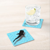 スイミングプールのシルエットホエールシャーク スクエアペーパーコースター (インサイチュ)