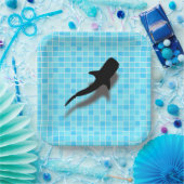 スイミングプールのシルエットホエールシャーク ペーパープレート (パーティー)