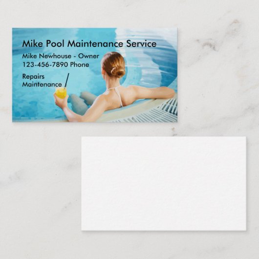 スイミングプールの修理とメンテナンス 名刺 (正面/裏面)
