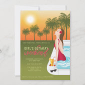 スイミングプールの女の子の宝庫に入った日没の女性 招待状 (正面)