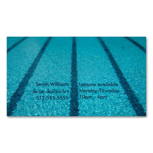 スイミングプールインストラクターサマースイムコーチ マグネット名刺 (正面)