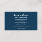 スイミングプールインストラクターブルーレーンズスイムコーチ 名刺 (裏面)