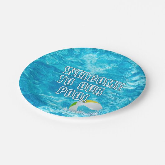 スイミングプールウェルカム紙プレート ペーパープレート (アングル)