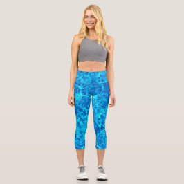 スイミングプールウォーター抽象芸術 カプリレギンス