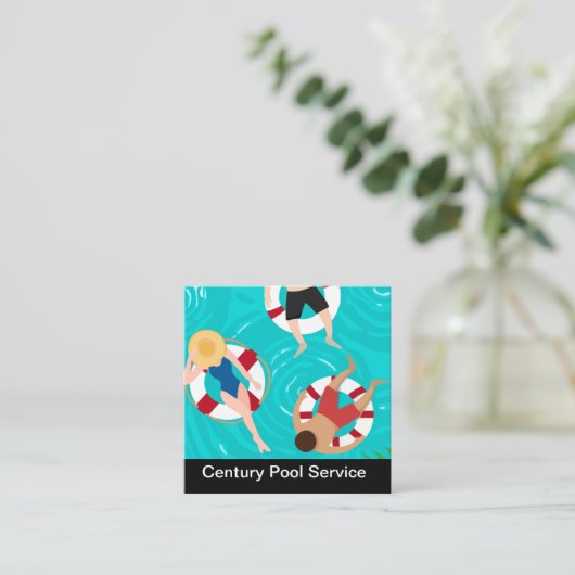 スイミングプールクールの名刺テンプレート スクエア名刺 (スタンド正面)