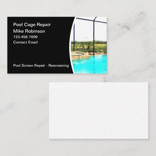 スイミングプールケージの再スクリーニング 名刺 (正面/裏面)