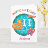 スイミングプールサマー11誕生日 カード (黄色い花)