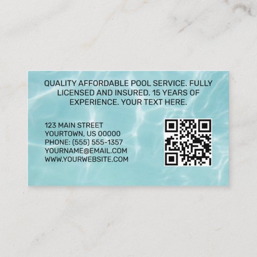スイミングプールサービスブルーウォータービジネスカード 名刺 (裏面)