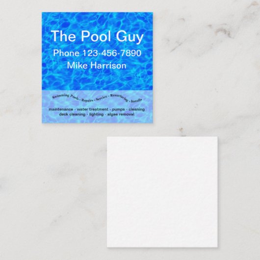 スイミングプールサービスプールイメージスクエア スクエア名刺 (正面/裏面)