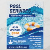 スイミングプールサービス会社フライヤーテンプレート チラシ (正面)