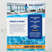 スイミングプールサービス会社フライヤーテンプレート チラシ (裏面)