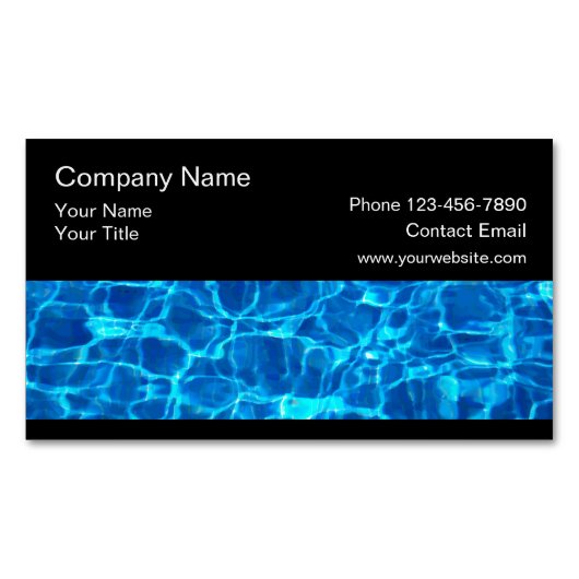 スイミングプールサービス磁気ビジネスカード マグネット名刺 (正面)