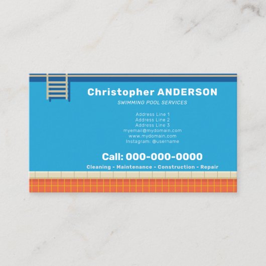 スイミングプールサービス 名刺 (正面)